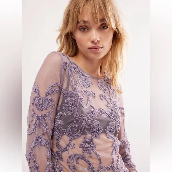 Free People Shine Through Top in Violet Ash - Picture 3 of 9